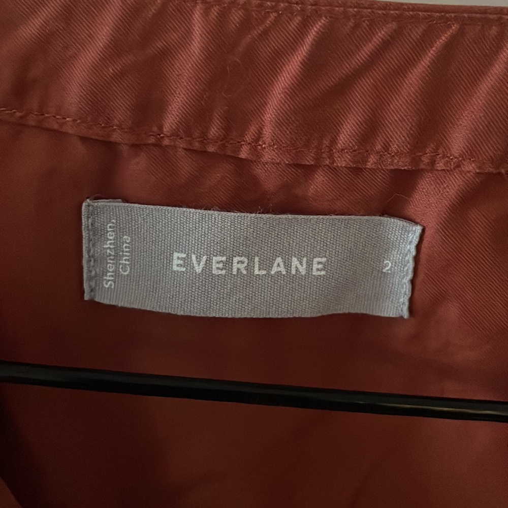 Everlane Rust Silky Cotton Lantern Button-Up Top - Picture 3 of 4